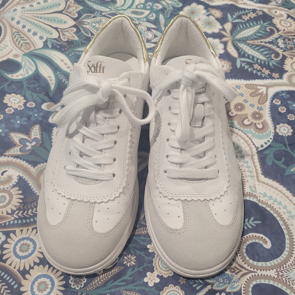 Sofft Women's White and Gold Sneakers